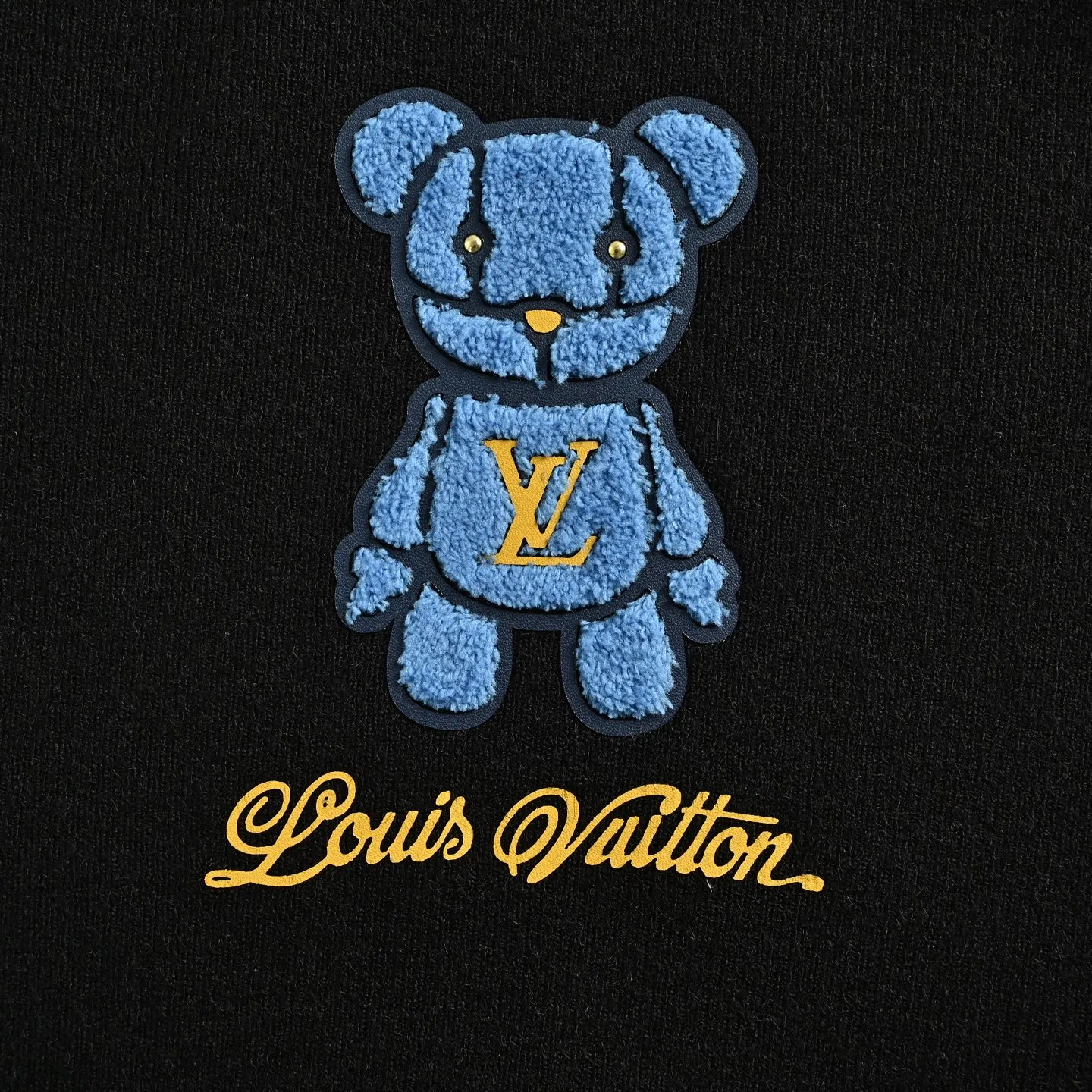 Louis Vuitton/Louis Vuitton 26ss towel patch bear crew neck sweater